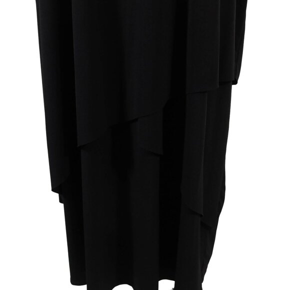 SUSAN GRAVER Liquid Knit V Neck Layered Midi Dress Pullover Stretch 1X Black - Picture 4 of 5